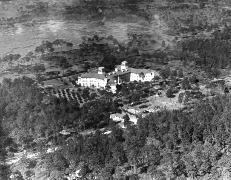 Halifax District Hospital from above, on the banks of the Halifax River.