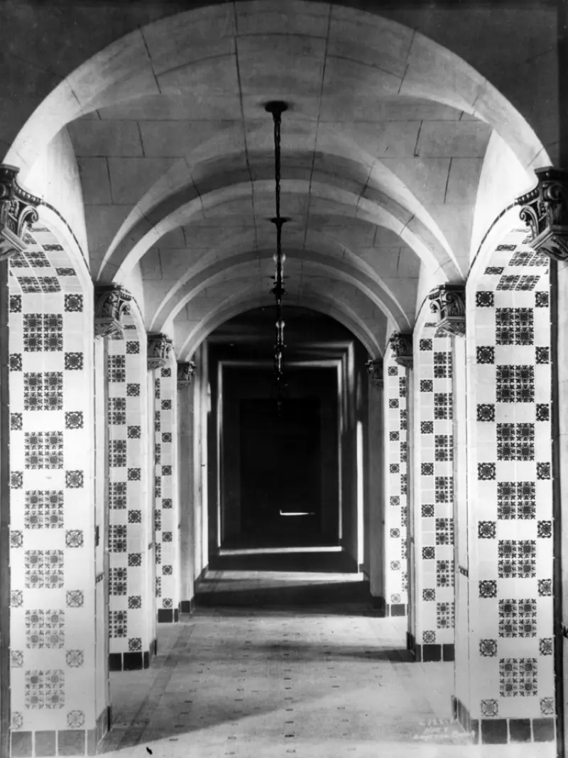 A hospital corridor of the era.